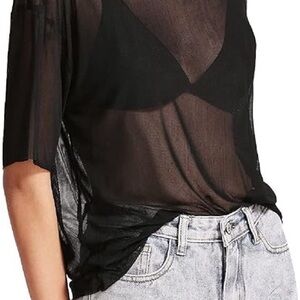 Oversized Black Sheer Top